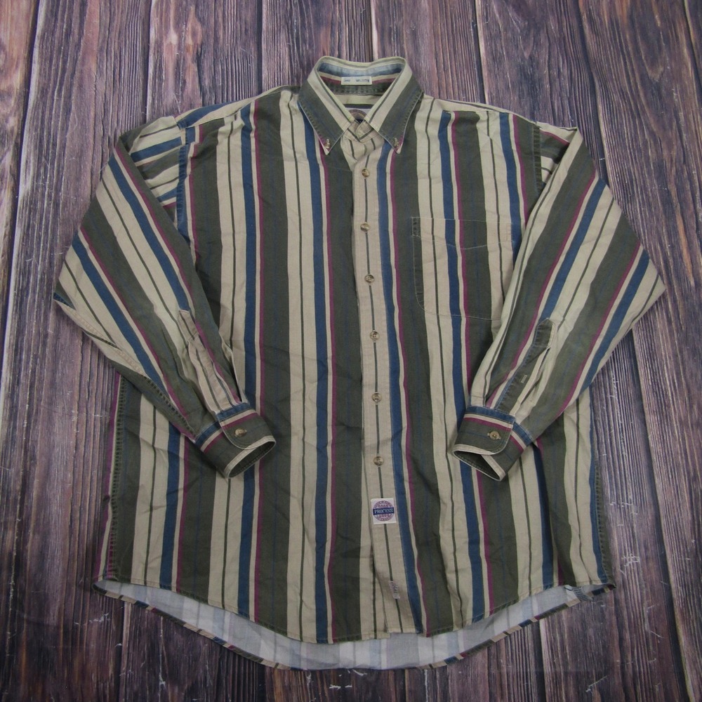 Vintage Savane Shirt Mens Large Multicolor Striped Long Sleeve Button Down